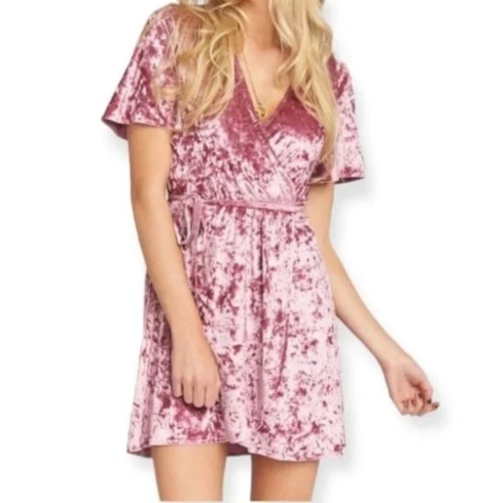 Show Me Your Mumu Andrea Crushed Velvet Wrap Dress S - Picture 2 of 11